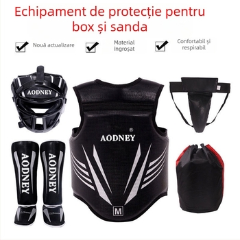 Set de protecție Sanda pentru antrenament de box, cască de cap îngroșată și protecție pentru gambă