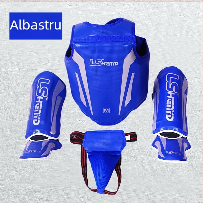 Set de protecție Sanda pentru antrenament de box, cască de cap îngroșată și protecție pentru gambă