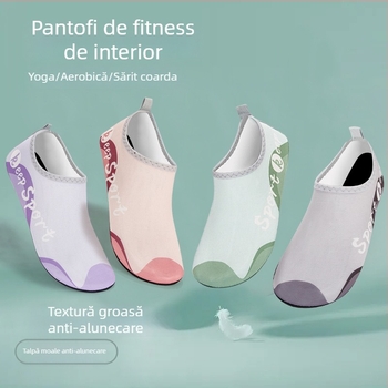 Pantofi de fitness interior pentru femei, silenți, cu talpă antiaderentă moale, partea superioară din plasă respirabilă, confortabili pentru yoga și dans acasă