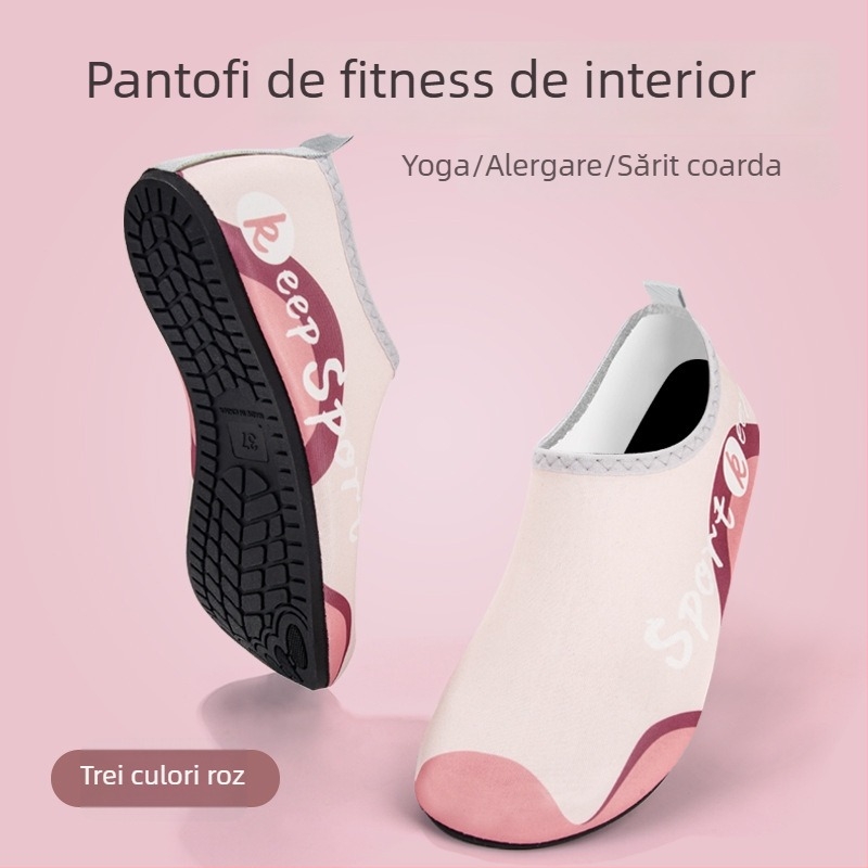 Pantofi de fitness interior pentru femei, silenți, cu talpă antiaderentă moale, partea superioară din plasă respirabilă, confortabili pentru yoga și dans acasă