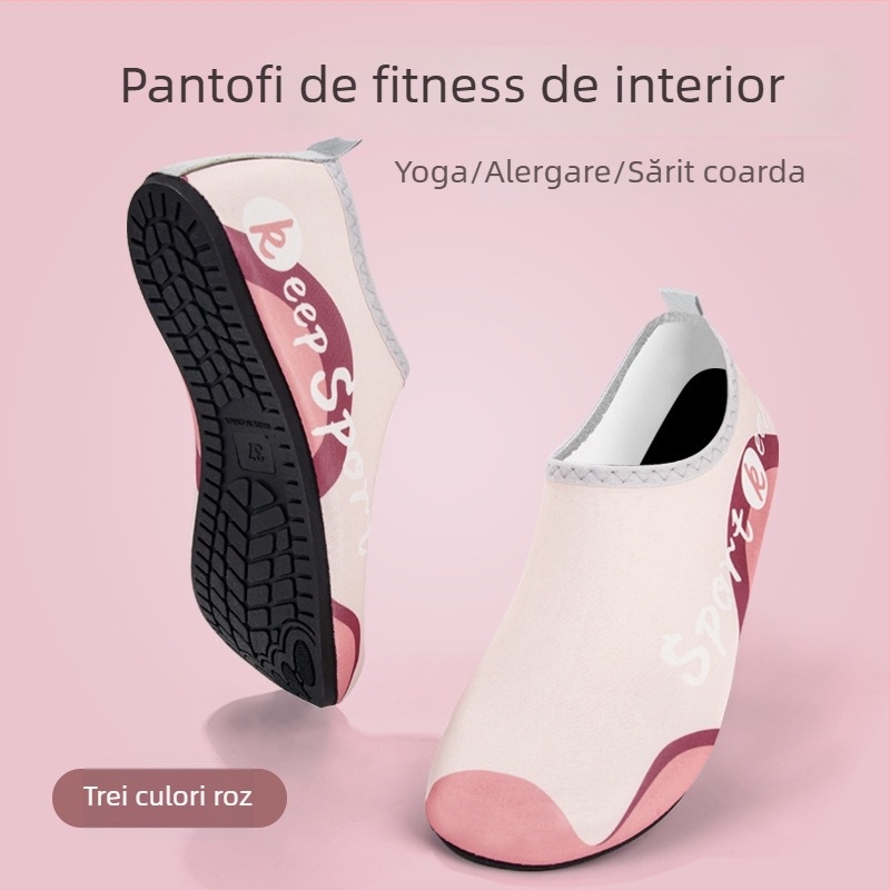 Pantofi de fitness interior pentru femei, silenți, cu talpă antiaderentă moale, partea superioară din plasă respirabilă, confortabili pentru yoga și dans acasă