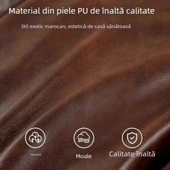Ottoman rotund din piele, pouf din piele, scaun de living în stil lux accesibil