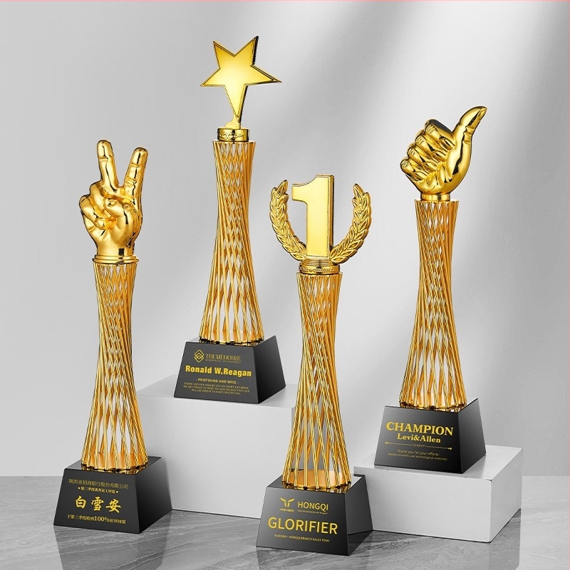 Trofeu de cristal pentru evenimente corporative, premiu de echipă, ornament din metal, dimensiuni 30,5 × 8 cm, logo personalizabil
