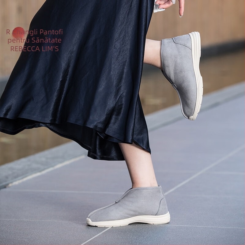 Changli Botosei de iarnă unisex, slip-on, ghete scurte cu căptușeală din fleece, calde