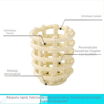 Organizator ceramic lucrat manual pentru cosmetice, pensule, pastă de dinți, periute de dinți și telecomenzi – suport pentru masa de toaletă
