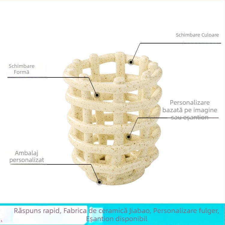 Organizator ceramic lucrat manual pentru cosmetice, pensule, pastă de dinți, periute de dinți și telecomenzi – suport pentru masa de toaletă