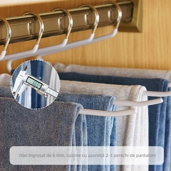 Umeraș pentru pantaloni în formă de gâscă, clipsuri fără urme, organizator multifuncțional pentru garderobă