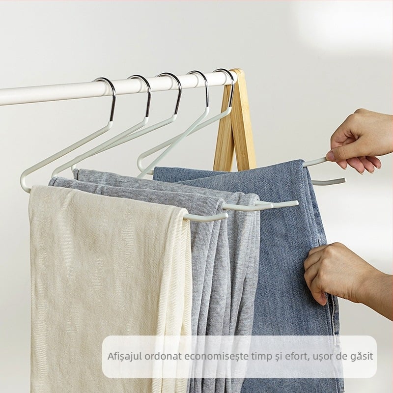 Umeraș pentru pantaloni în formă de gâscă, clipsuri fără urme, organizator multifuncțional pentru garderobă