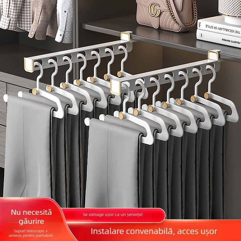 Clips pentru pantaloni în formă de Z, antiderapante, pentru dulap cu spațiu de depozitare integrat