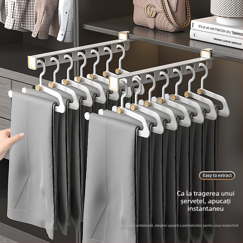 Clips pentru pantaloni în formă de Z, antiderapante, pentru dulap cu spațiu de depozitare integrat