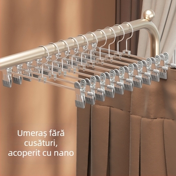 Clemă metalică pentru pantaloni, uz casnic, balcon, rezistent la vânt, antiderapant, fără urme, cleme puternice pentru lenjerie și fuste, suport de uscare, set de 3 bucăți