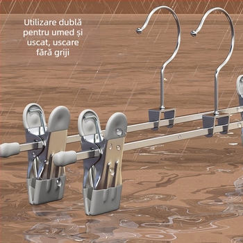 Clemă metalică pentru pantaloni, uz casnic, balcon, rezistent la vânt, antiderapant, fără urme, cleme puternice pentru lenjerie și fuste, suport de uscare, set de 3 bucăți