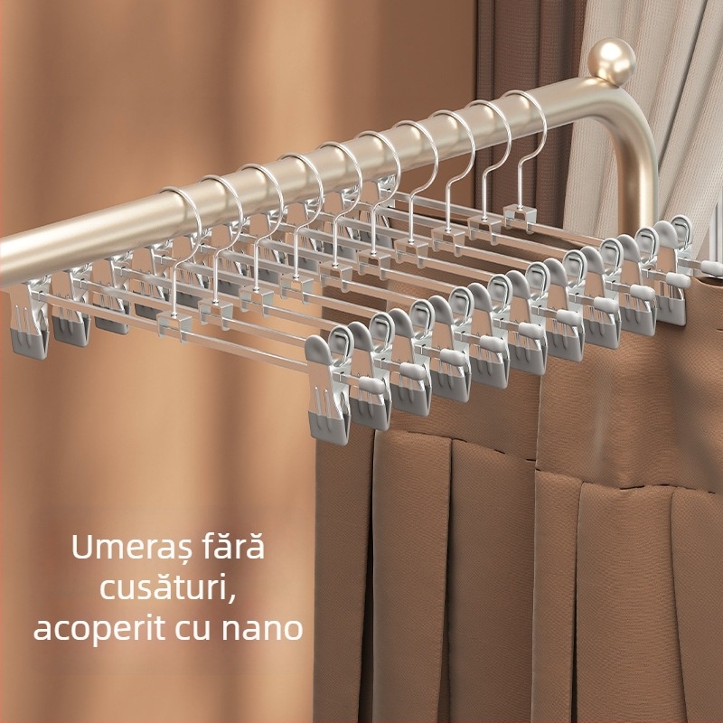 Clemă metalică pentru pantaloni, uz casnic, balcon, rezistent la vânt, antiderapant, fără urme, cleme puternice pentru lenjerie și fuste, suport de uscare, set de 3 bucăți