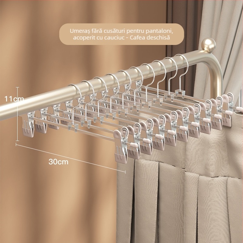 Clemă metalică pentru pantaloni, uz casnic, balcon, rezistent la vânt, antiderapant, fără urme, cleme puternice pentru lenjerie și fuste, suport de uscare, set de 3 bucăți
