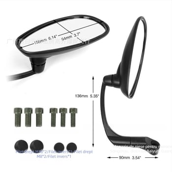 Oglindă metalică pentru ghidonul motocicletei, oglindă rotundă cu reflexie retro, accesoriu universal pentru vehicule electrice, câmp vizual lat