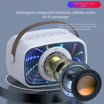 Difuzor Bluetooth W20 Retro cu oglindă abisală, iluminare ambientală și design suspendat, pentru casă și exterior, portabil