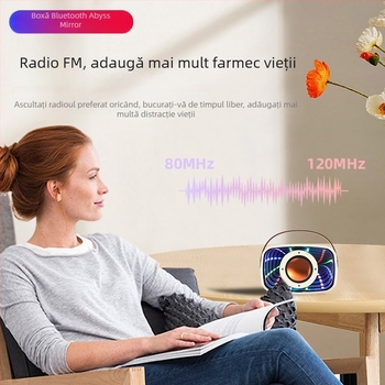 Difuzor Bluetooth W20 Retro cu oglindă abisală, iluminare ambientală și design suspendat, pentru casă și exterior, portabil