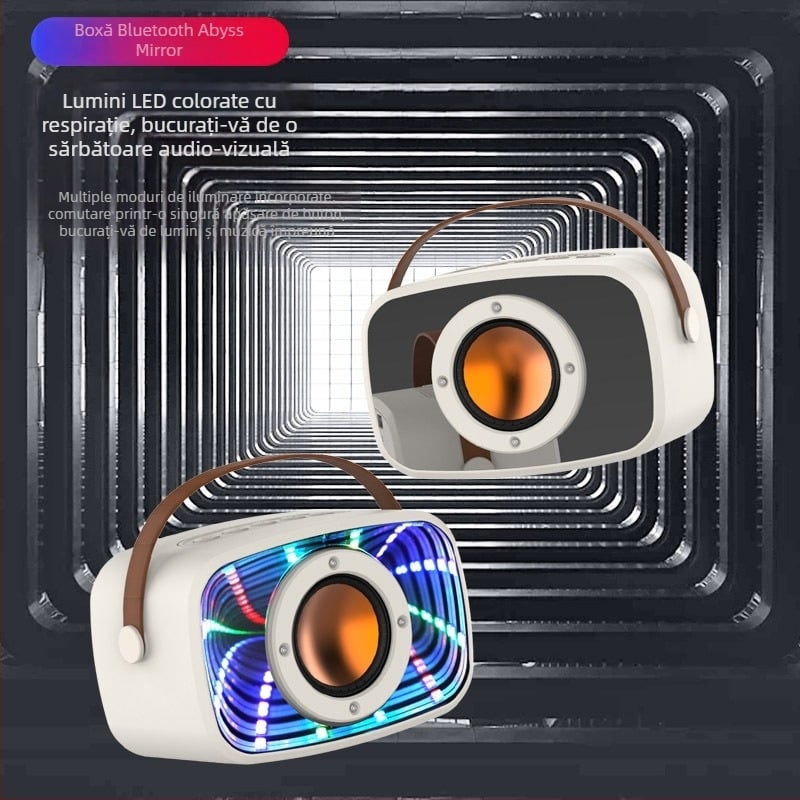 Difuzor Bluetooth W20 Retro cu oglindă abisală, iluminare ambientală și design suspendat, pentru casă și exterior, portabil