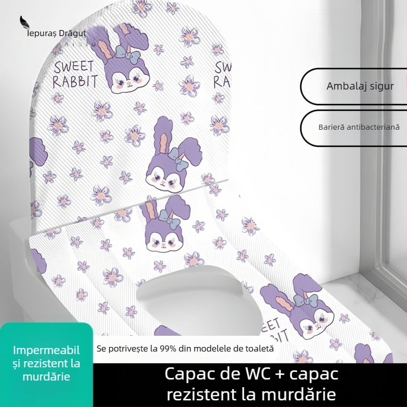 Acoperire de unică folosință pentru scaunul de toaletă, cu acoperire completă, impermeabilă, pentru călătorii