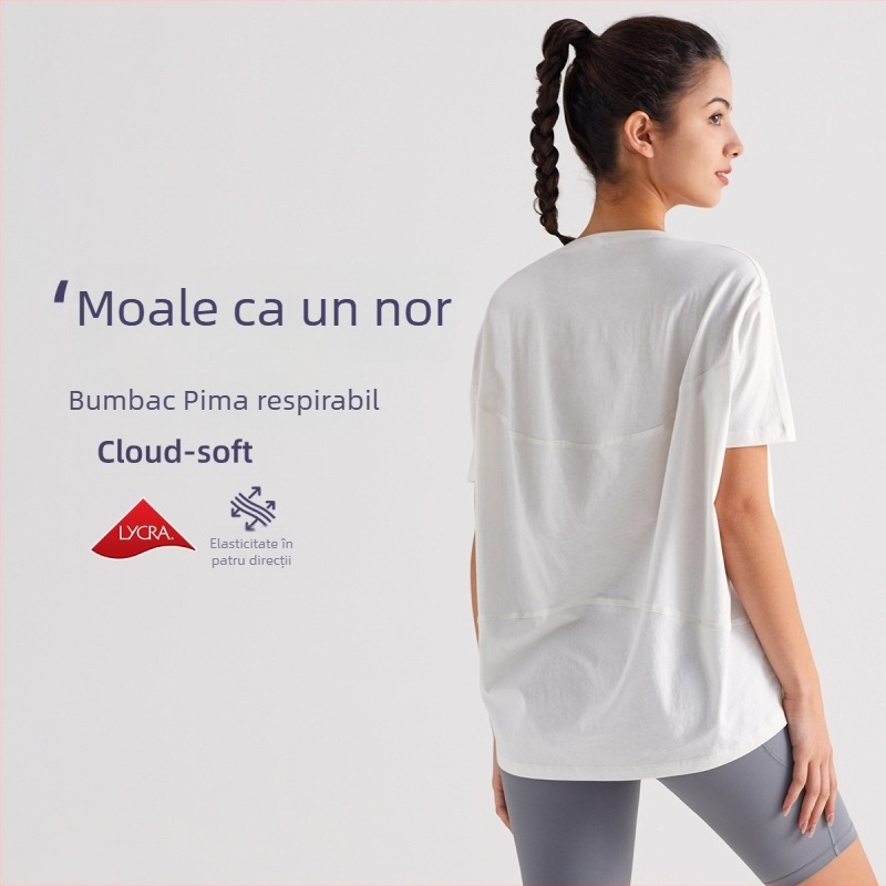 RUNA PULSE Top dama yoga cu mâneci scurte, respirabil, uscare rapidă, design Turtle-back, versatil, croială slim