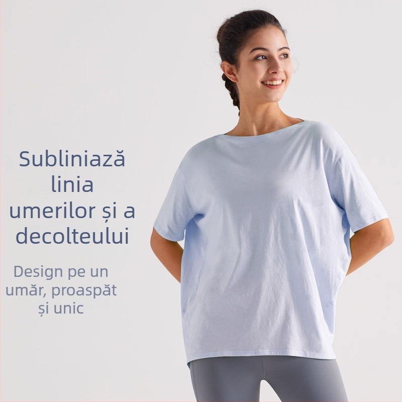 RUNA PULSE Top dama yoga cu mâneci scurte, respirabil, uscare rapidă, design Turtle-back, versatil, croială slim