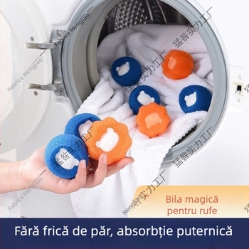 Bilă magică de rufe: absoarbe blana de pisică, elimină scamele, curăţă tamburul şi filtrează părul, prevenind lipirea.
