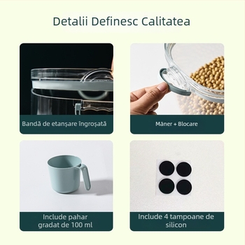 Recipient sigilat pentru orez, rezistent la umezeală și dăunători, de calitate alimentară, capacitate aproximativ 10 kg, pentru orez și făină