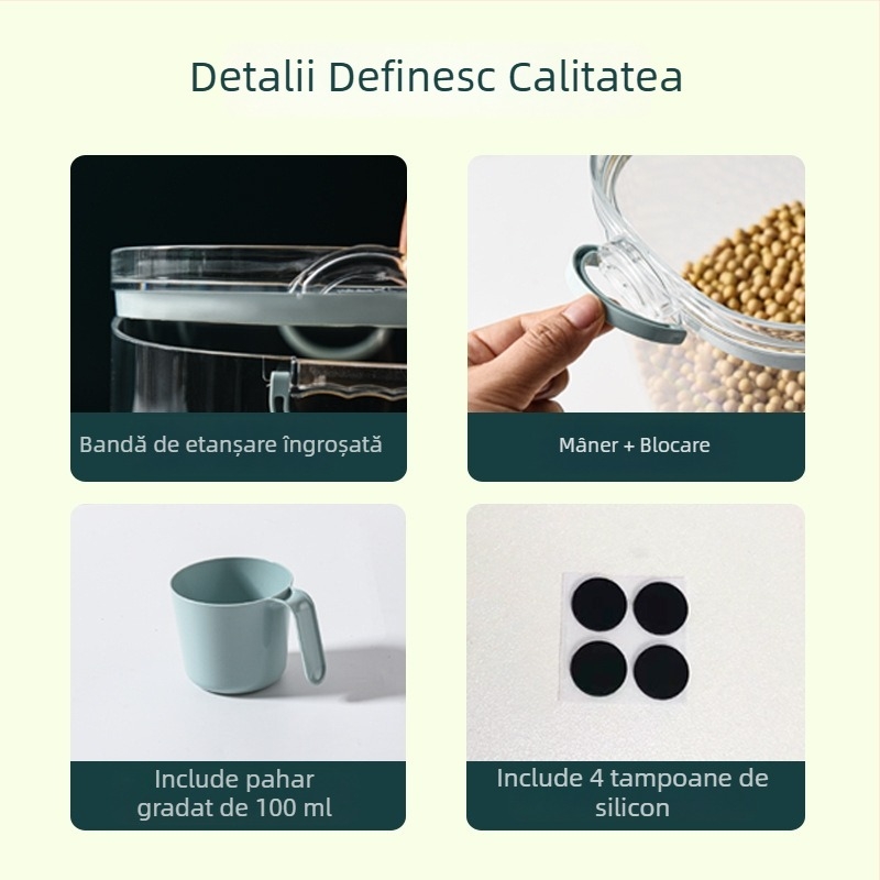 Recipient sigilat pentru orez, rezistent la umezeală și dăunători, de calitate alimentară, capacitate aproximativ 10 kg, pentru orez și făină