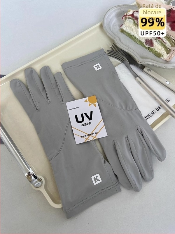 Mănuși de conducere UPF50+ cu extindere a încheieturii, protecție UV, pentru femei și bărbați, vară, ciclism, degete deschise, touchscreen, ice silk