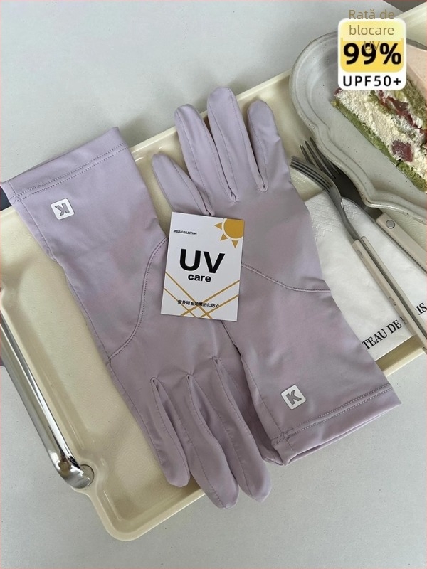 Mănuși de conducere UPF50+ cu extindere a încheieturii, protecție UV, pentru femei și bărbați, vară, ciclism, degete deschise, touchscreen, ice silk