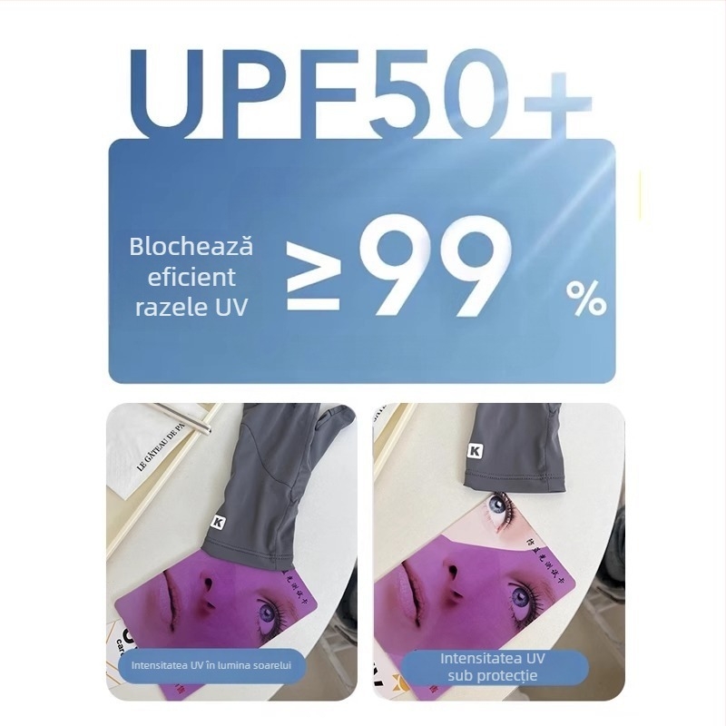 Mănuși de conducere UPF50+ cu extindere a încheieturii, protecție UV, pentru femei și bărbați, vară, ciclism, degete deschise, touchscreen, ice silk