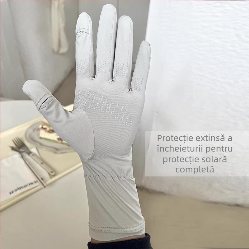 Mănuși de conducere UPF50+ cu extindere a încheieturii, protecție UV, pentru femei și bărbați, vară, ciclism, degete deschise, touchscreen, ice silk