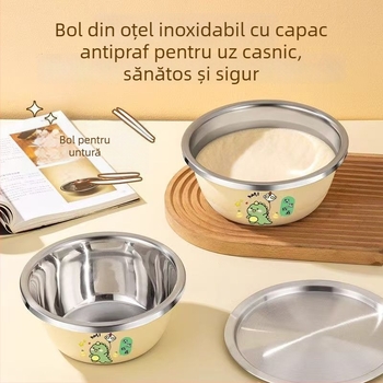 Vas din oțel inoxidabil pentru untură, cu capac, pentru bucătărie, calitate alimentară, potrivit pentru frigider