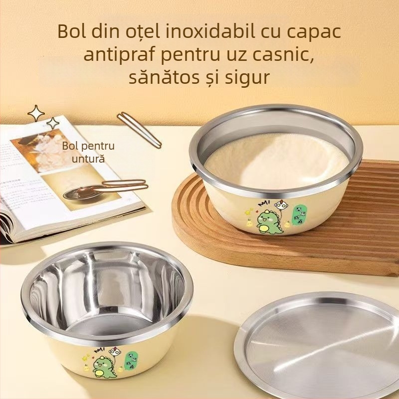 Vas din oțel inoxidabil pentru untură, cu capac, pentru bucătărie, calitate alimentară, potrivit pentru frigider
