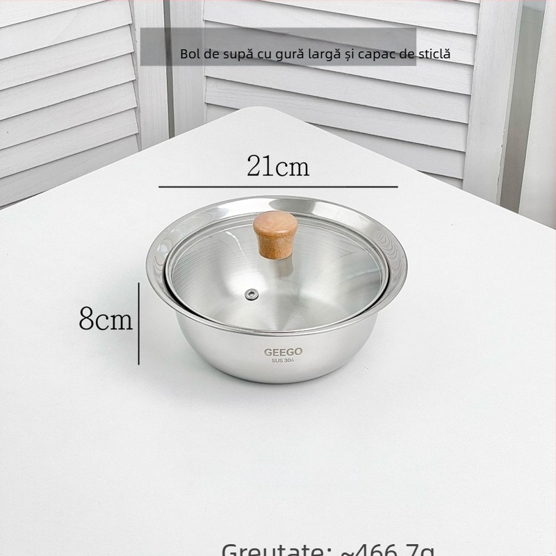 Vas din oțel inoxidabil 304 pentru uz casnic, cu design îngroșat pentru amestecarea aluatului, de calitate alimentară, capacitate mare, potrivit pentru spălarea legumelor și bătut ouă