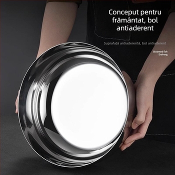 Vas pentru aluat din oțel inoxidabil, grosime extra, 32 cm; bazin de bucătărie multifuncțional pentru spălat legume, oală de supă și oală pentru hot pot, construcție din oțel cu trei straturi.