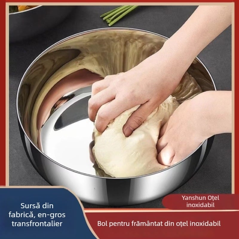 Vas pentru aluat din oțel inoxidabil, grosime extra, 32 cm; bazin de bucătărie multifuncțional pentru spălat legume, oală de supă și oală pentru hot pot, construcție din oțel cu trei straturi.