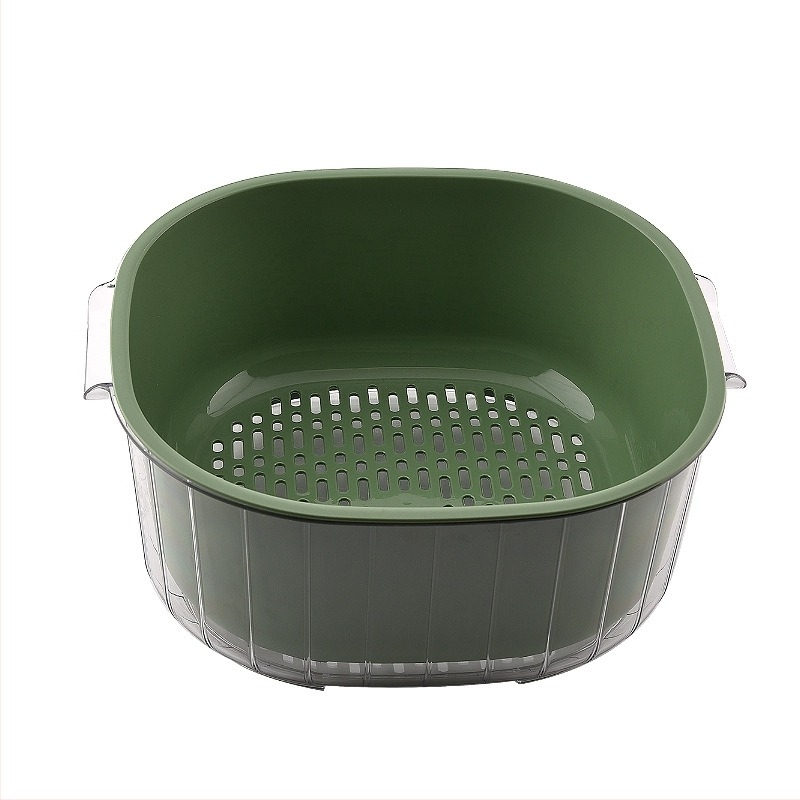 Vas din plastic pentru spălat legume, coș de scurgere, depozitare în bucătărie, capacitate mare, două niveluri
