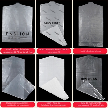 Husă PVC transparentă pentru haine, protecție împotriva prafului, depozitare premium, personalizabil