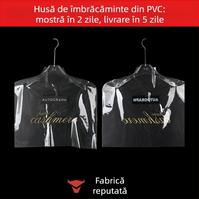 Husă PVC transparentă pentru haine, protecție împotriva prafului, depozitare premium, personalizabil