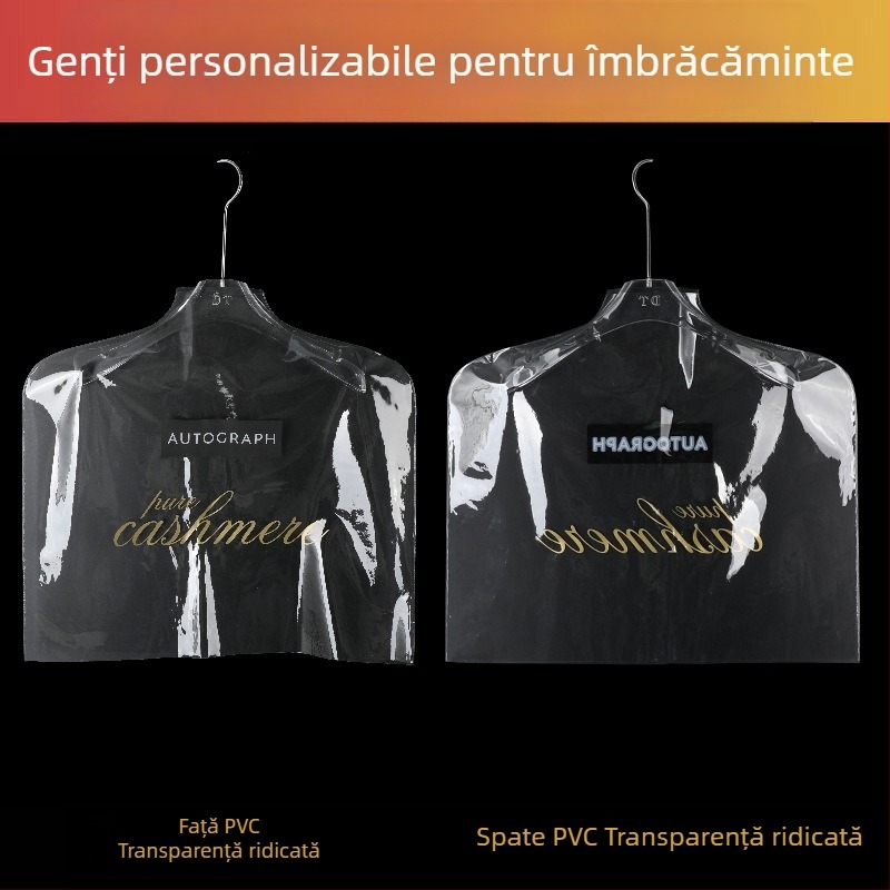 Husă PVC transparentă pentru haine, protecție împotriva prafului, depozitare premium, personalizabil