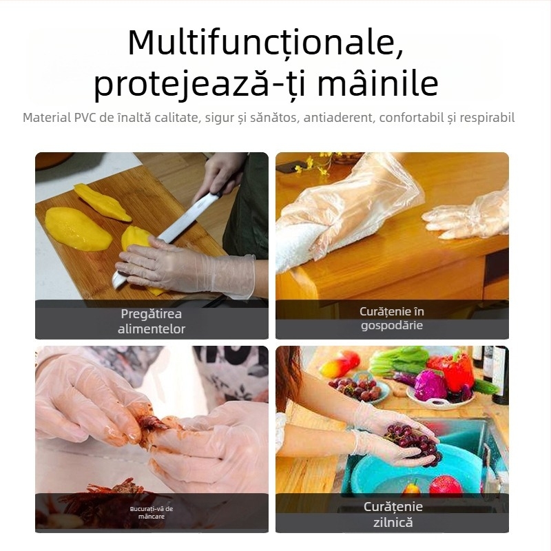 Mănuși de unică folosință din PVC Uschin, de calitate alimentară, transparente, îngroșate, durabile, pentru cofetărie, frumusețe și coafură; impermeabile și rezistente la ulei