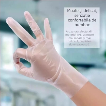 Mănuși TPE de unică folosință, groase și dure, pentru uz comercial – bucătărie, catering, grătar, curățare racilor și treburi casnice