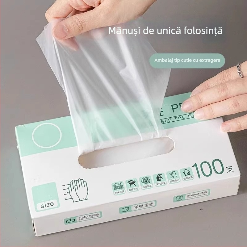 Mănuși TPE de unică folosință, groase și dure, pentru uz comercial – bucătărie, catering, grătar, curățare racilor și treburi casnice