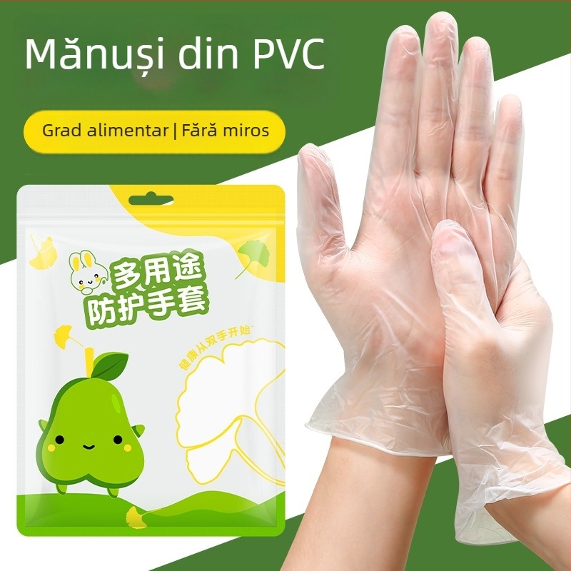 Mănuși de unică folosință din PVC, de calitate alimentară, pentru uz casnic, bucătărie și spălat vase