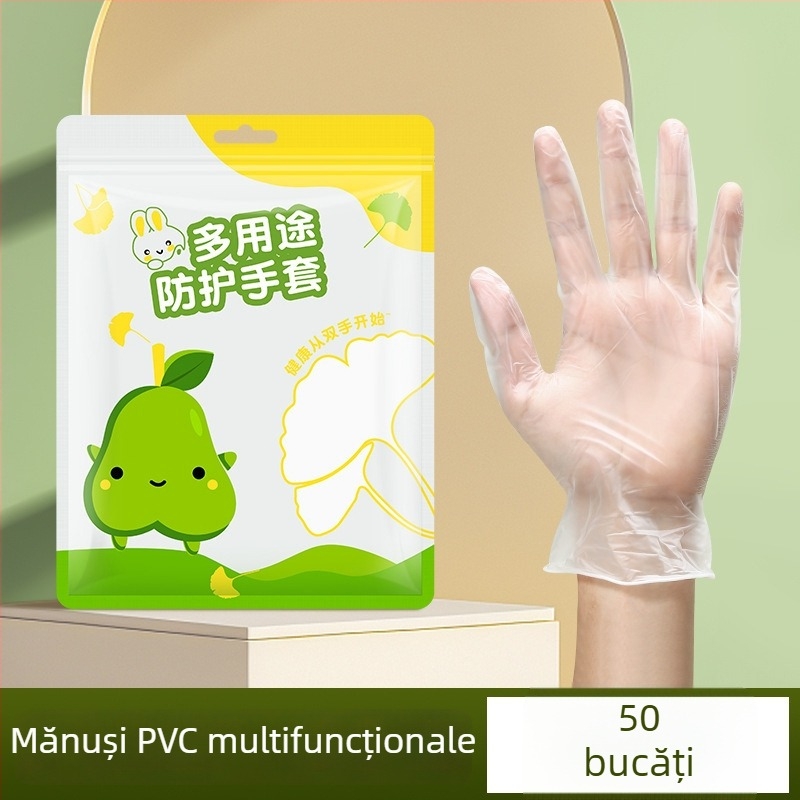 Mănuși de unică folosință din PVC, de calitate alimentară, pentru uz casnic, bucătărie și spălat vase