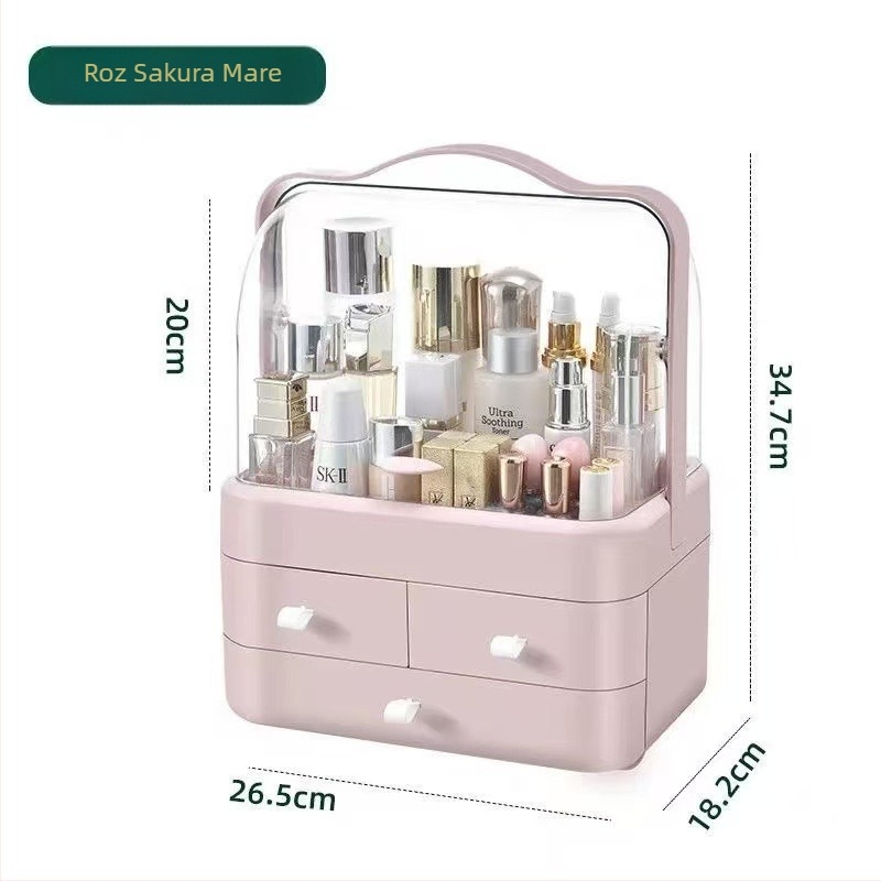 Cutie de depozitare pentru cosmetică, birou, protecție împotriva prafului, capacitate mare, aspect premium, organizator pentru îngrijire a pielii și rujuri