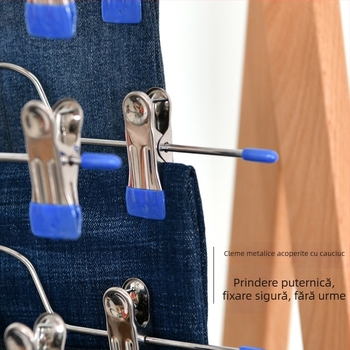 Suport multi-etajat pentru fuste și pantaloni, cu cleme pentru economisire de spațiu