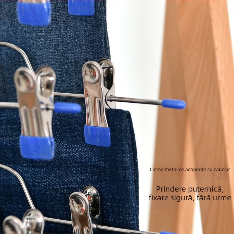 Suport multi-etajat pentru fuste și pantaloni, cu cleme pentru economisire de spațiu