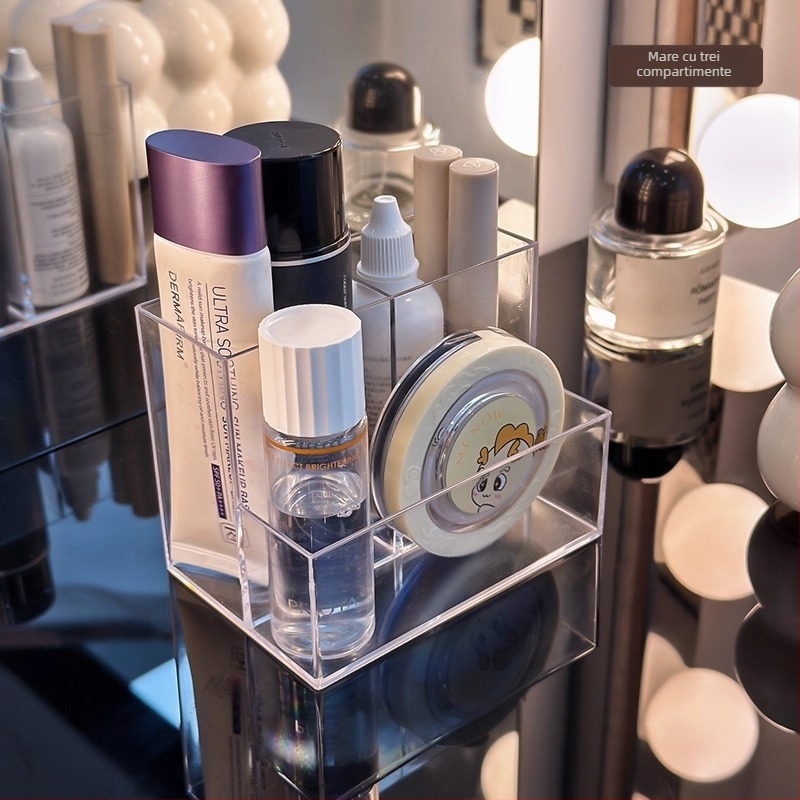 Cutie transparentă de depozitare pentru cosmetice și organizator de birou pentru ruj, machiaj și produse pentru îngrijire a pielii